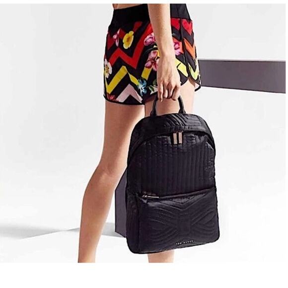 Ted Baker Backpack Black Akija Satin Quilted Bow Large School Travel Bag - Picture 2 of 13